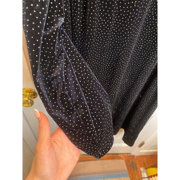 VINTAGE X RONNI NICOLE 90s Y2K Velvet Black XL Midi Sexy Dress Sparkle New Years - Picture 4 of 7